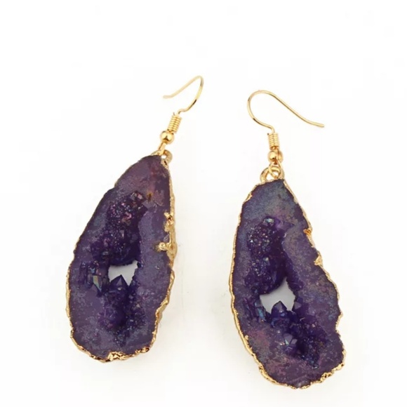 Jewelry - Druzy aguta purple earrings